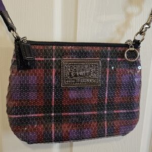 Coach Poppy Plaid Crossbody Bag in Purple and Pink